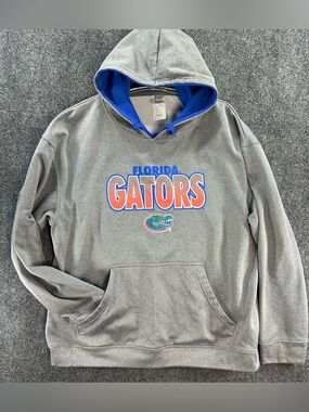 Vintage Florida Gators Hoodie Mens Large Gray Pullover Sweatshirt NCAA Pro Edge